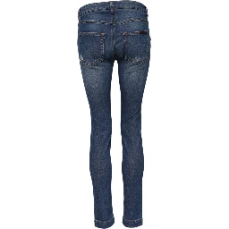 Blue Cotton Low Waist Skinny Denim Jeans