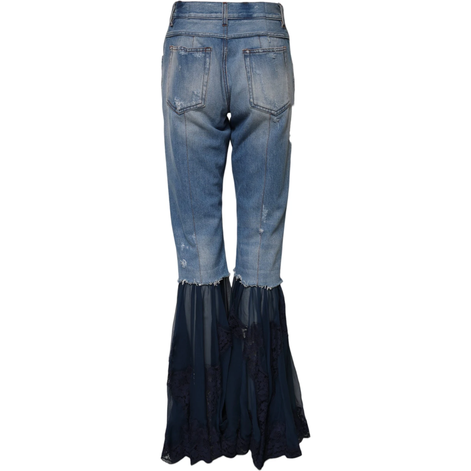 Blue Cotton High Waist Flared Denim Jeans