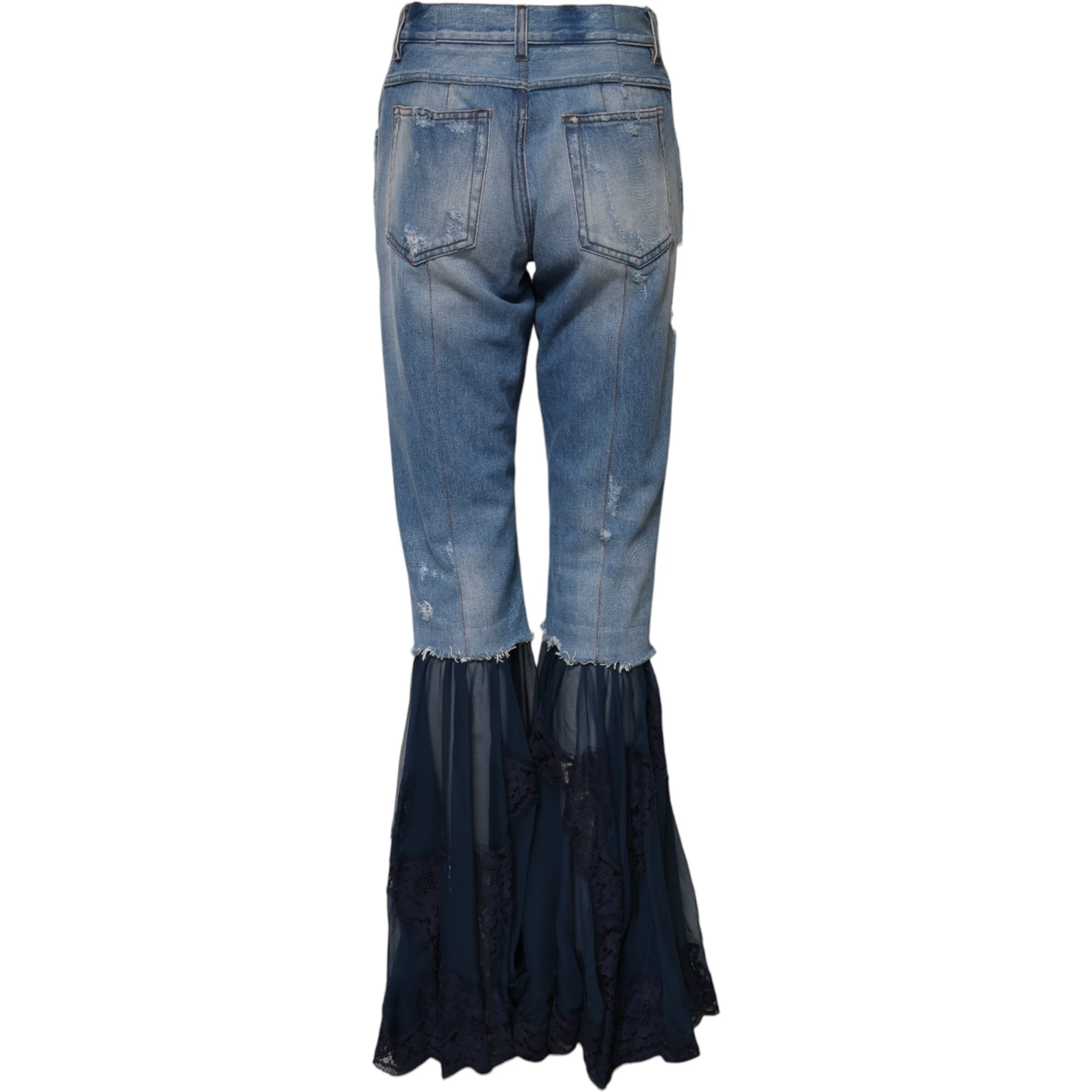 Blue Cotton High Waist Flared Denim Jeans
