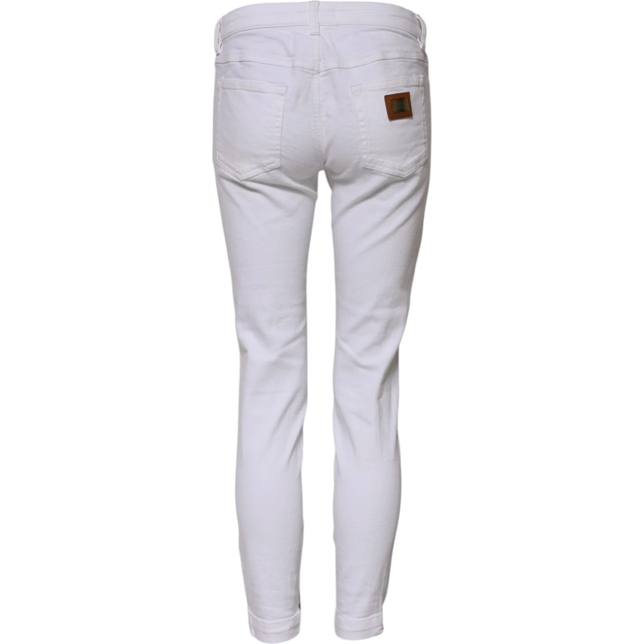 White Cotton Low Waist Skinny Denim Jeans