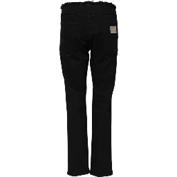 Black Cotton Mid Waist Flared Denim Jeans