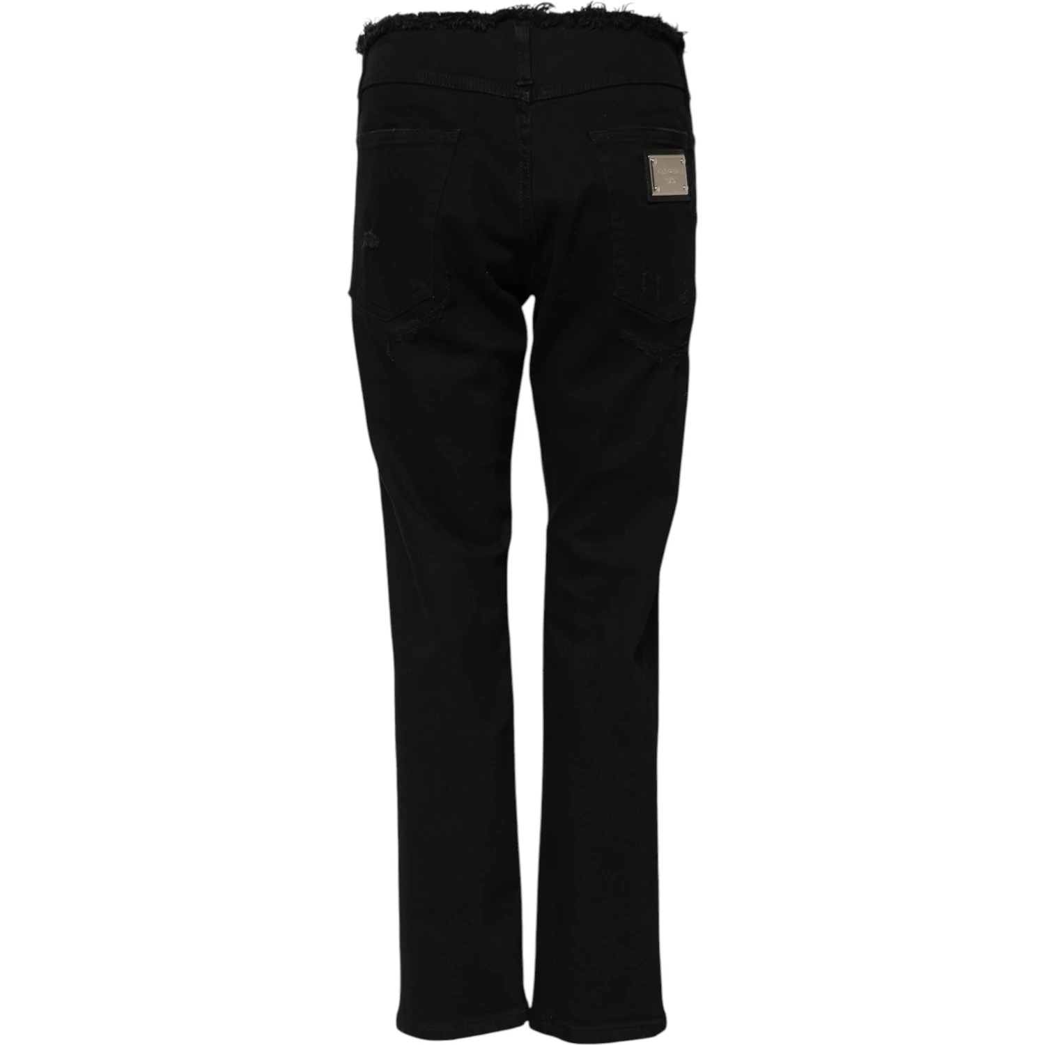 Black Cotton Mid Waist Flared Denim Jeans