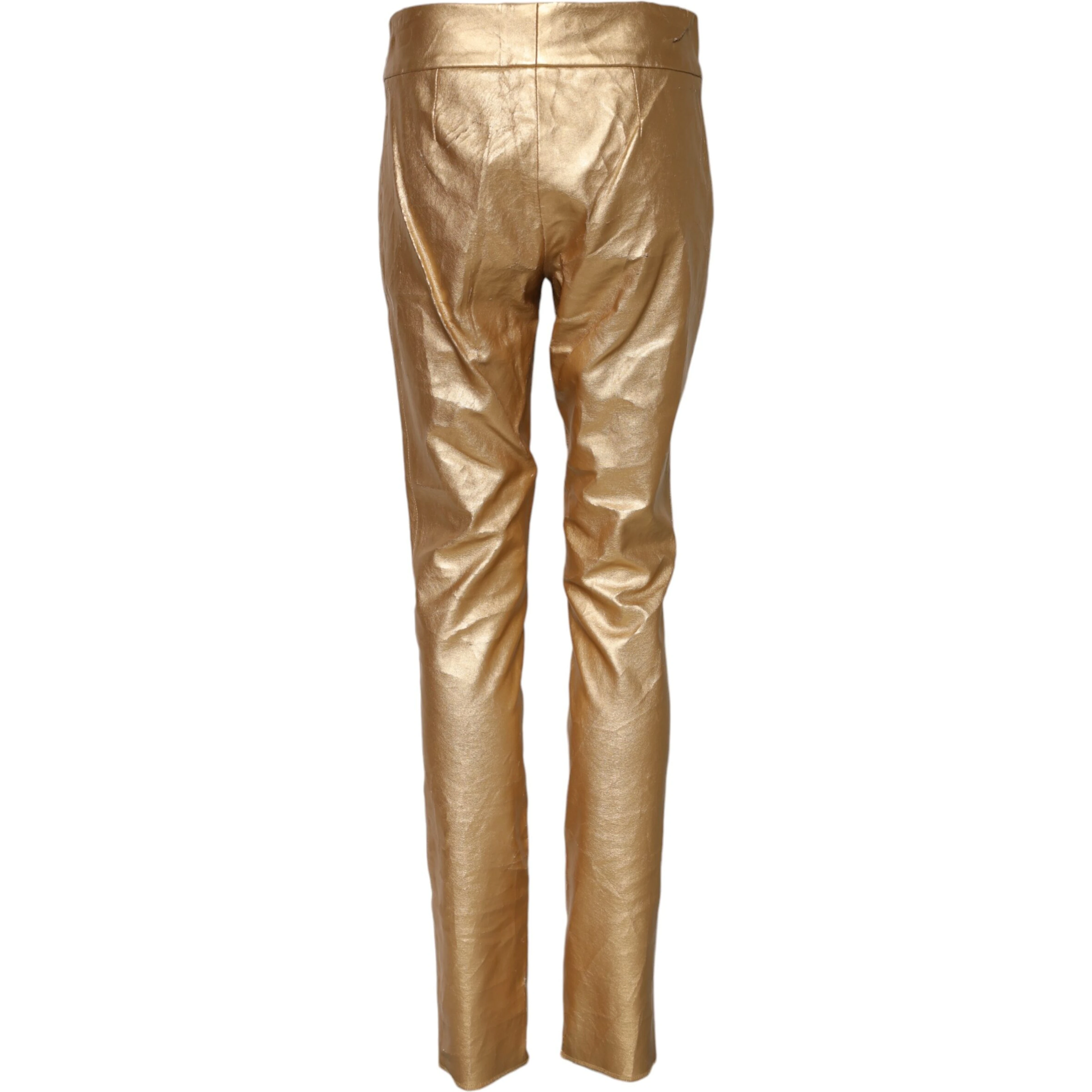 Metallic Gold High Waist Skinny Trouser Pants