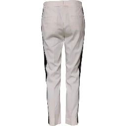 White Wool Mid Waist Tapered Trouser Pants