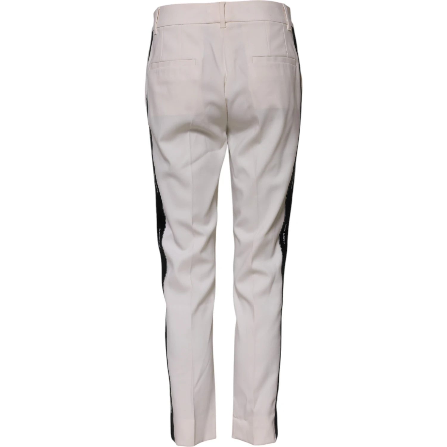 White Wool Mid Waist Tapered Trouser Pants