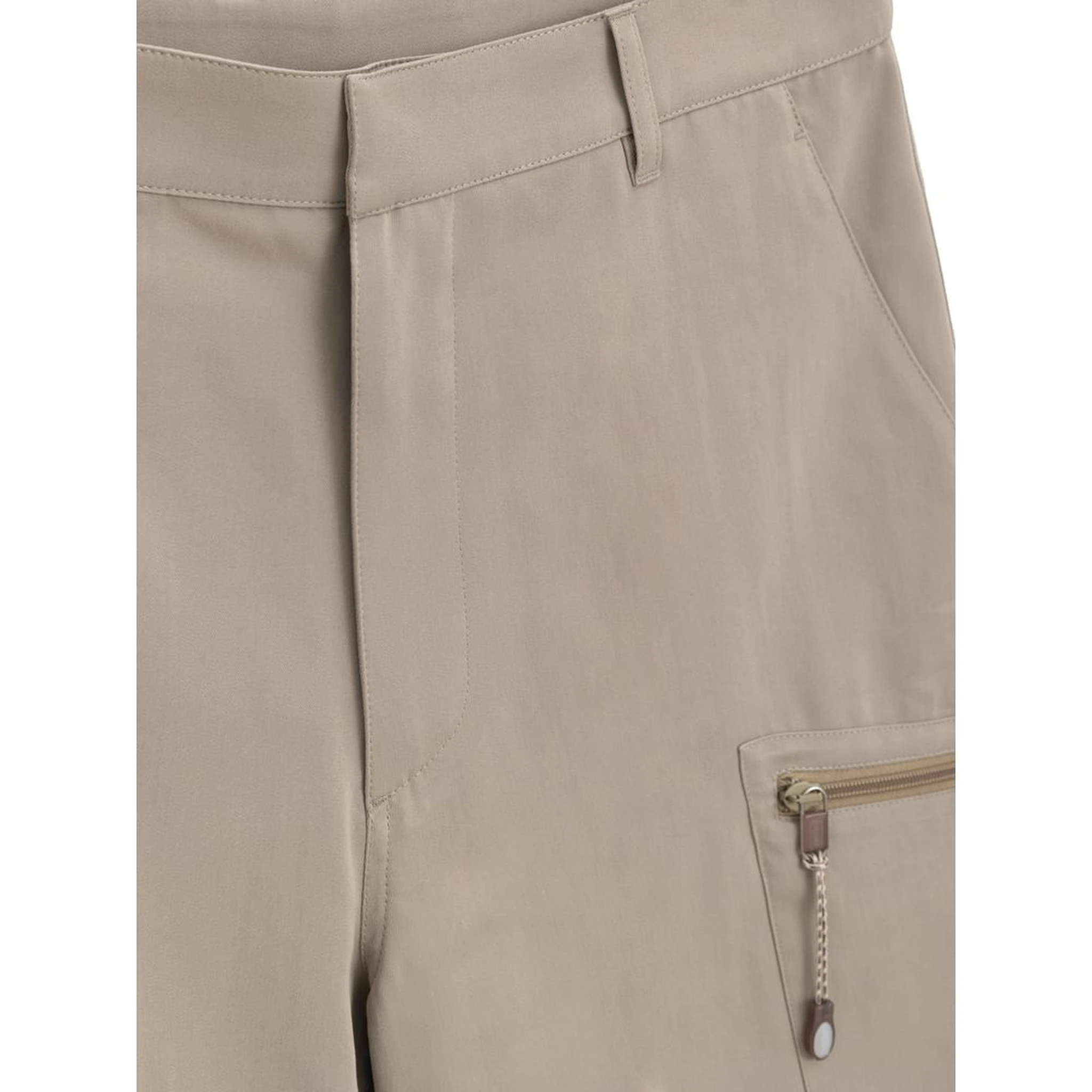 Beige Cotton Cargo Shorts