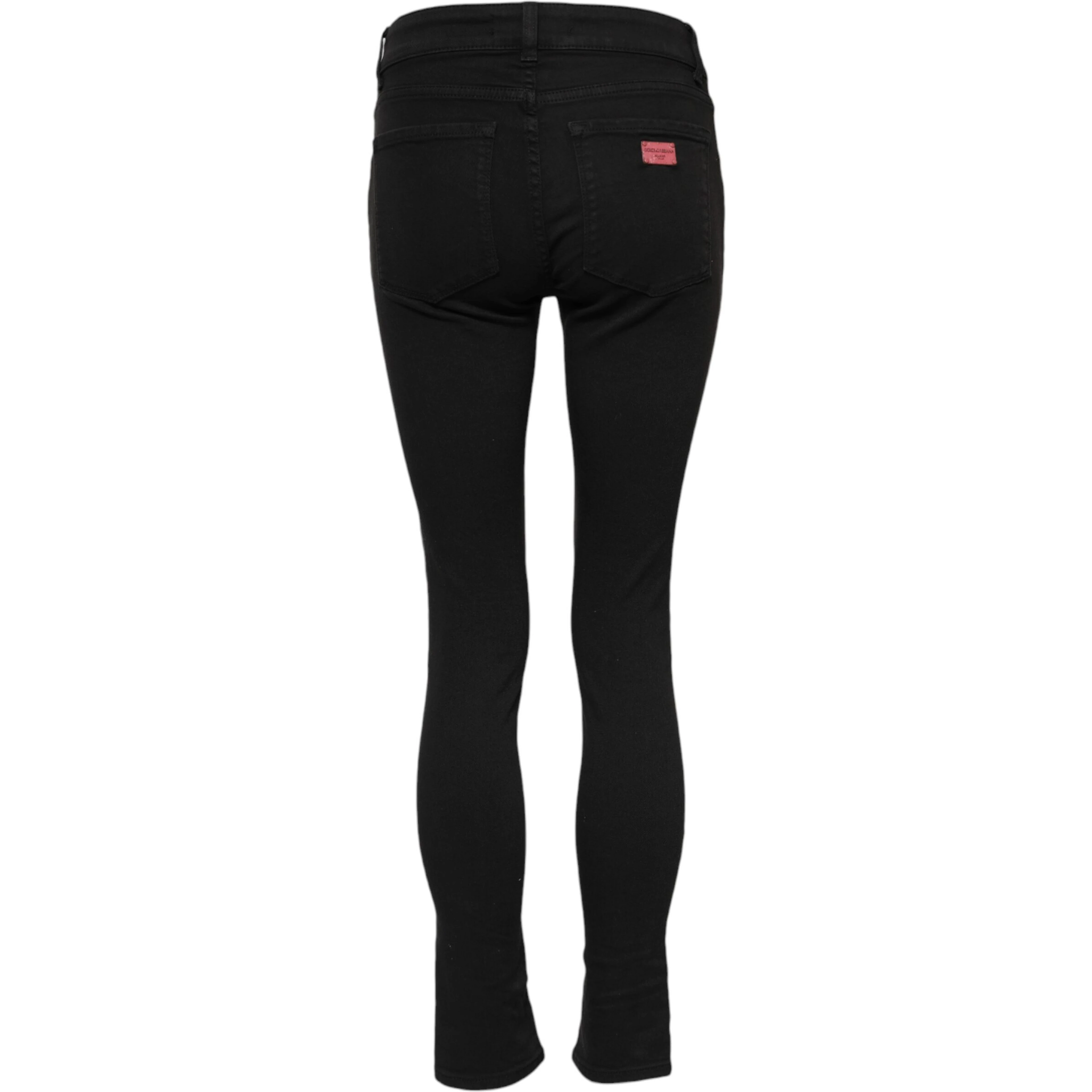 Black Cotton Skinny Mid Waist Denim Jeans