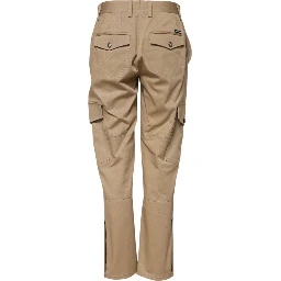 Beige Mid Waist Cargo Tapered Pants