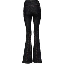 Black Cotton Mid Waist Bootcut Denim Jeans