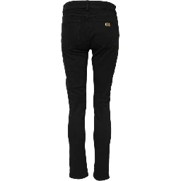 Black Cotton Logo Skinny Mid Waist Denim Jeans