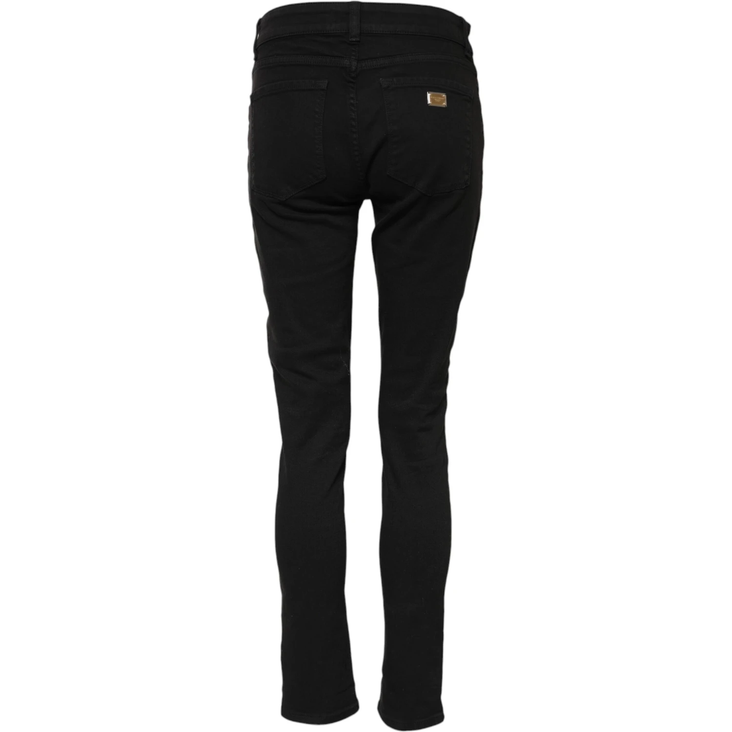 Black Cotton Logo Skinny Mid Waist Denim Jeans