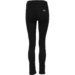 Black Cotton Mid Waist Skinny Denim Jeans