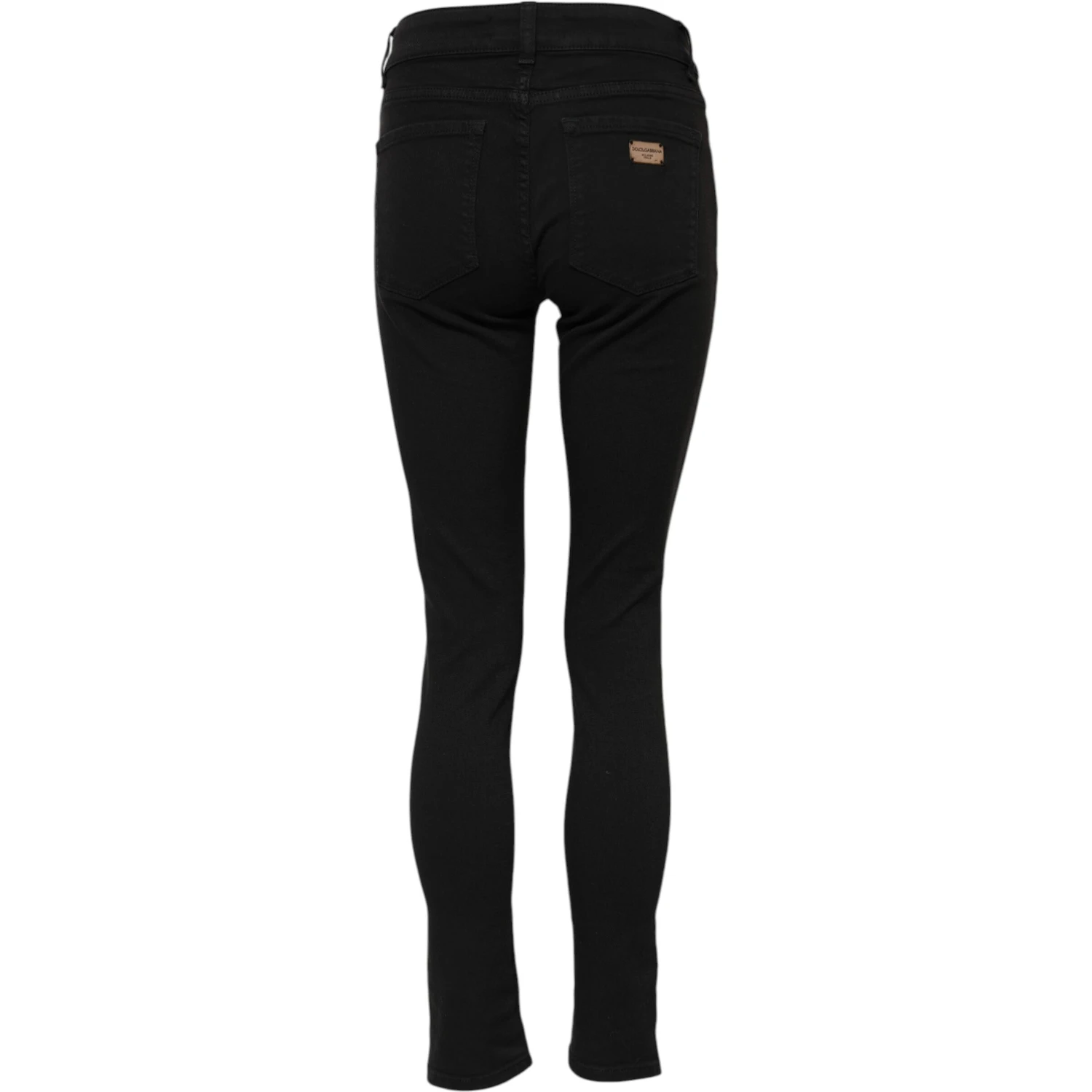 Black Cotton Mid Waist Skinny Denim Jeans