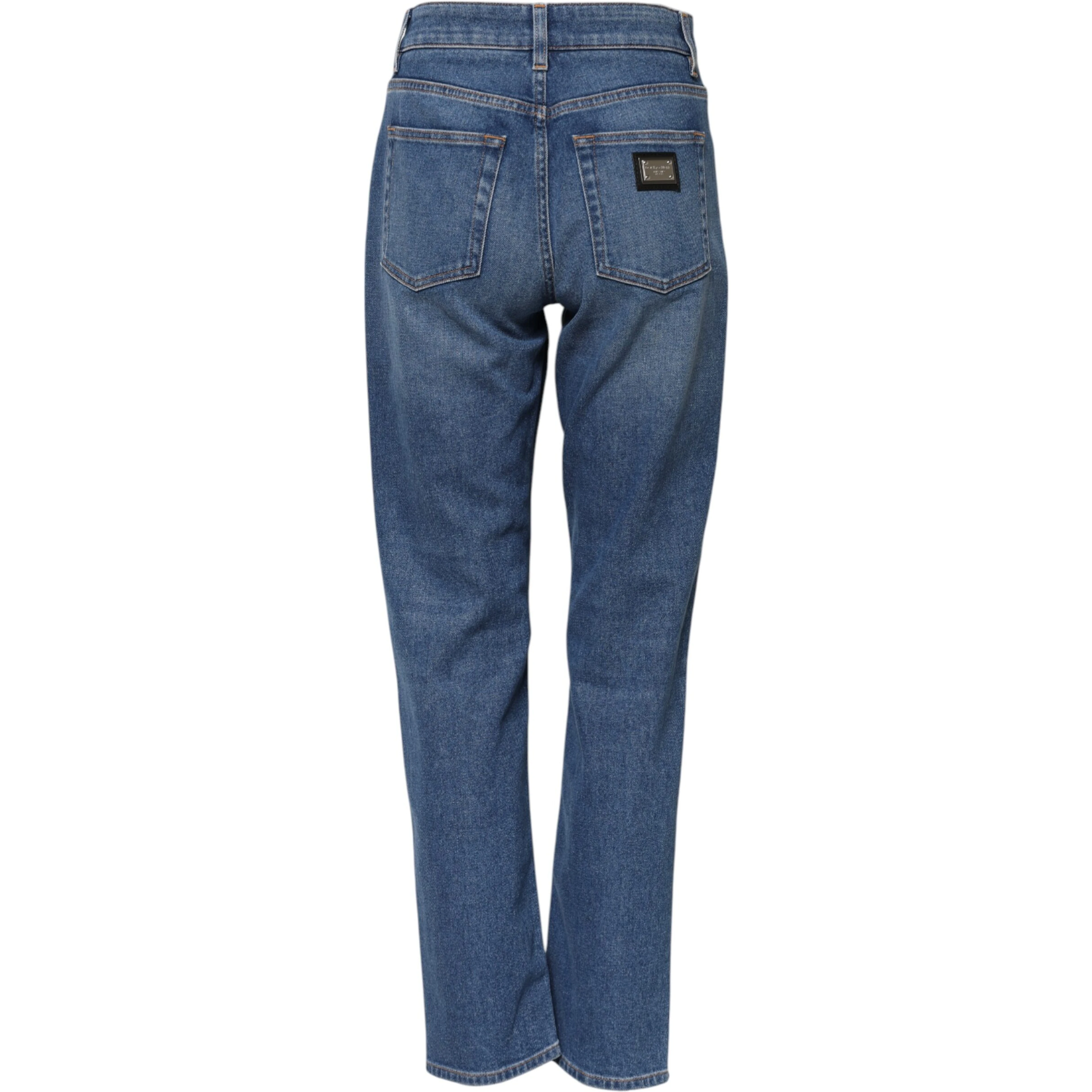 Blue Cotton High Waist Tapered Denim Jeans