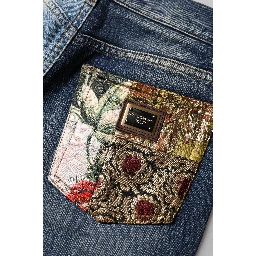 Multicolor Patchwork Tapered Denim Jeans