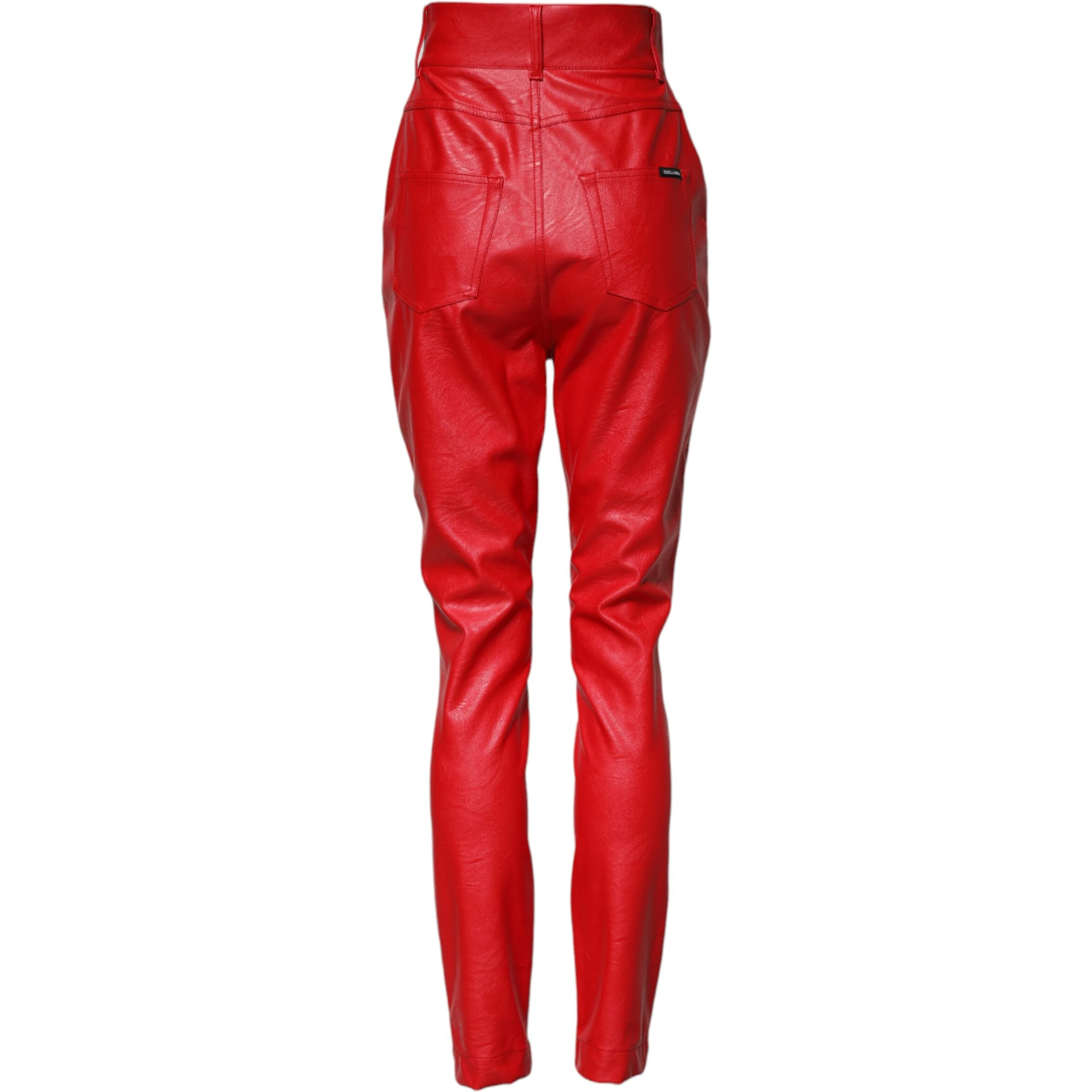 Red Viscose High Waist Tapered Trouser Pants