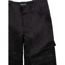 Black Viscose Cargo Pants