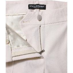 White Wool Mid Waist Tapered Trouser Pants