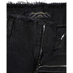 Black Cotton Tattered Mid Waist Denim Jeans
