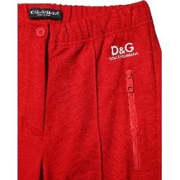 Red Mid Waist Slim Fit Pants