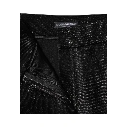 Black Cotton Stretch Lurex Thread Skinny Pants