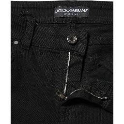 Black Cotton Skinny Mid Waist Denim Jeans