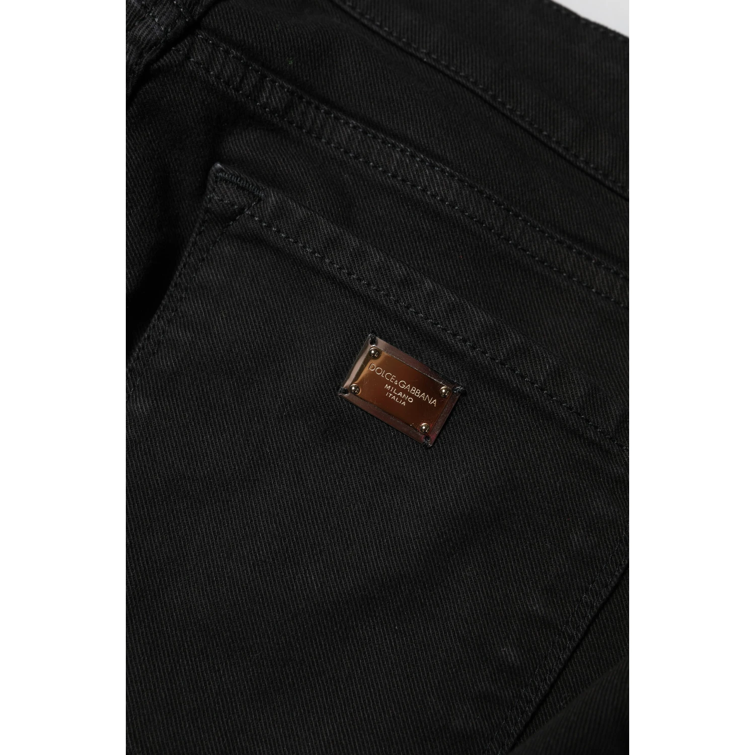 Black Cotton Logo Skinny Mid Waist Denim Jeans