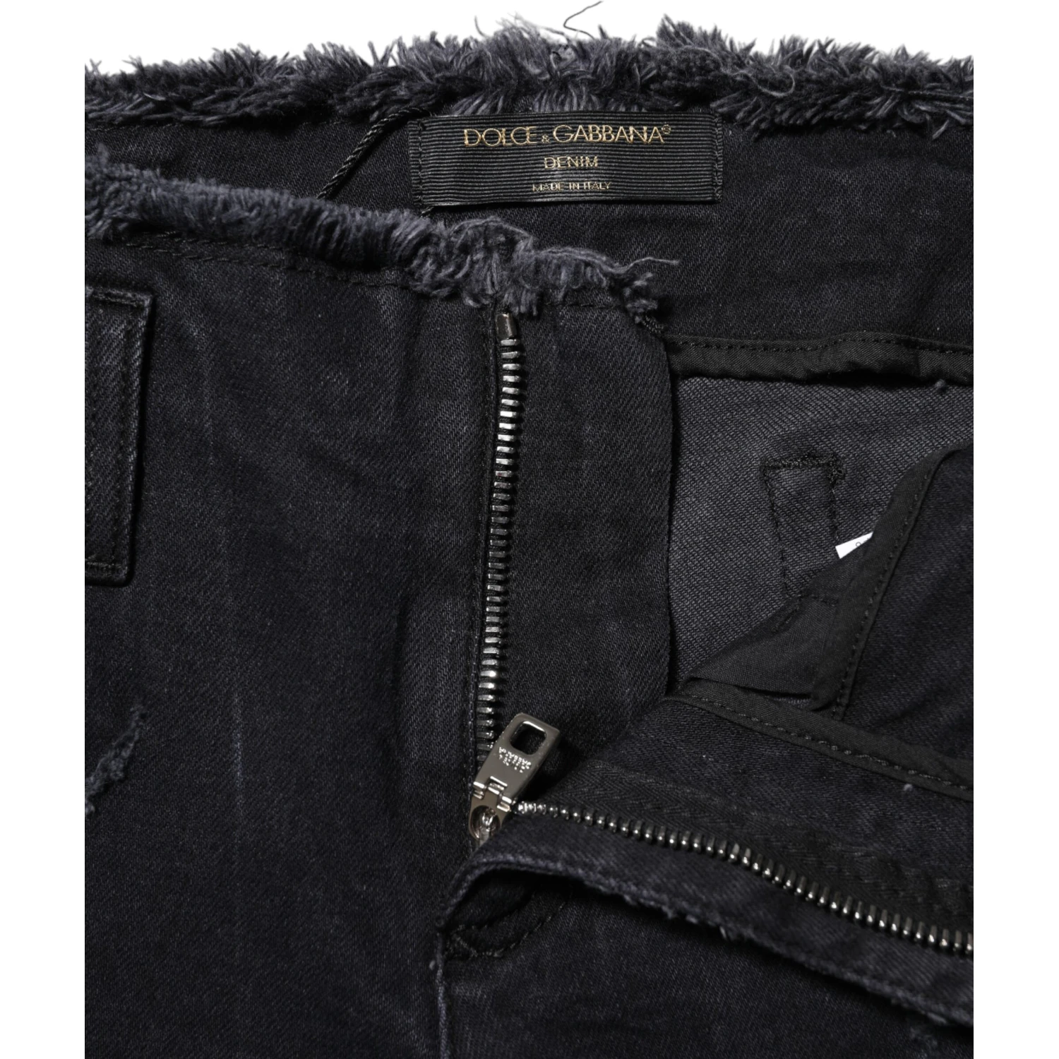 Black Cotton Tattered Skinny Denim Jeans