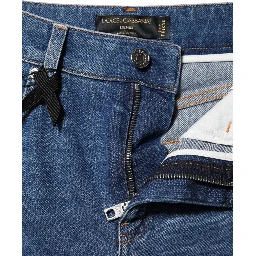 Blue Cotton High Waist Tapered Denim Jeans