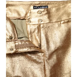 Metallic Gold High Waist Skinny Trouser Pants