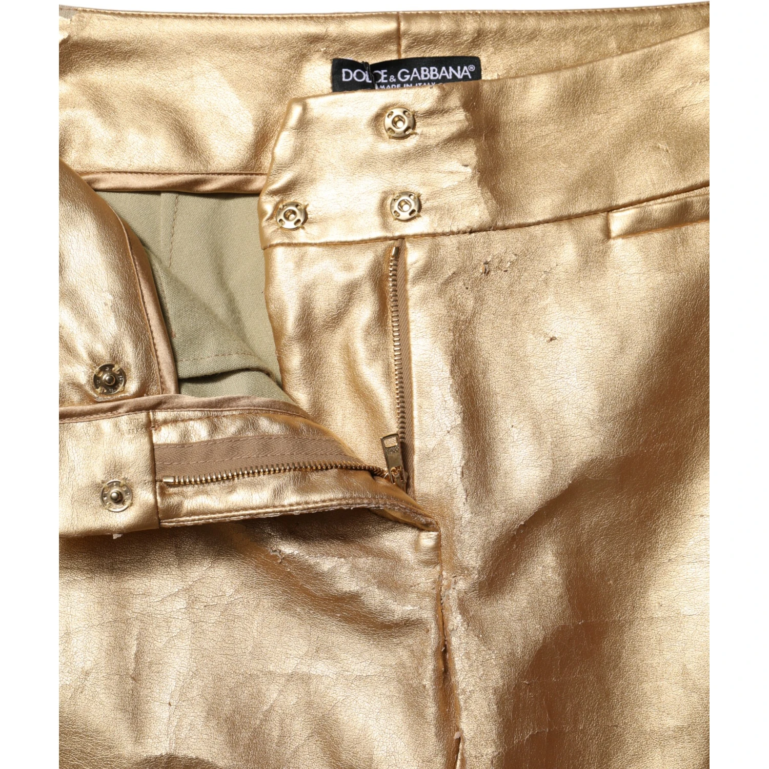 Metallic Gold High Waist Skinny Trouser Pants