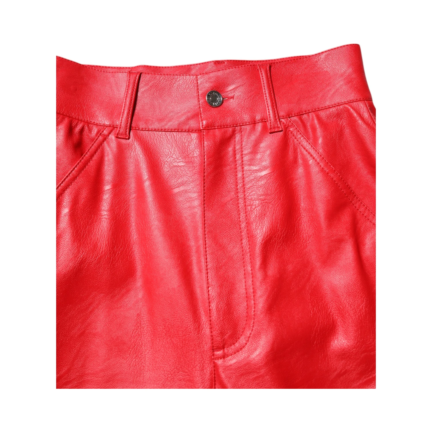 Red Viscose High Waist Tapered Trouser Pants