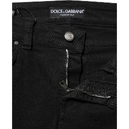 Black Cotton Skinny Mid Waist Denim Jeans