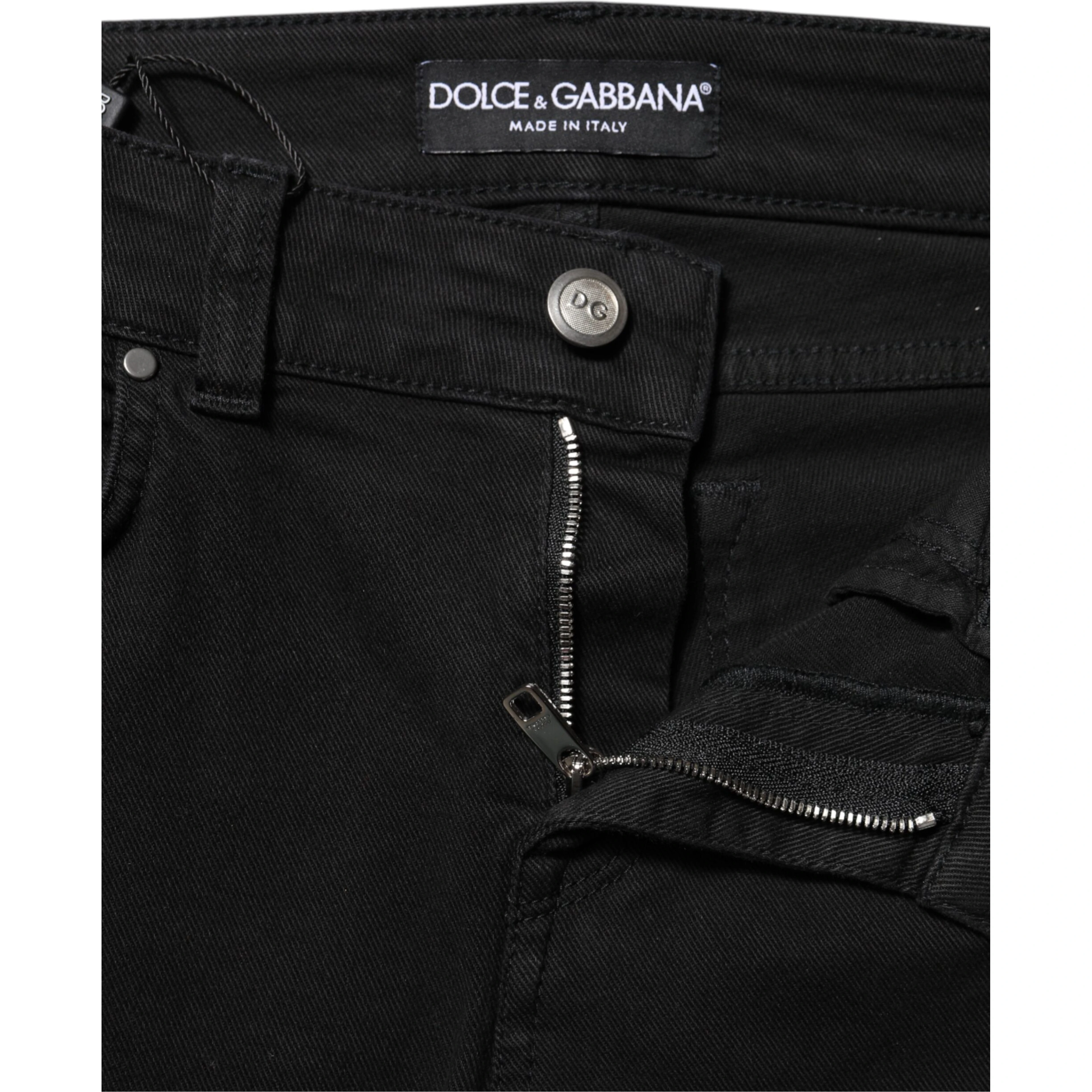 Black Cotton Skinny Mid Waist Denim Jeans