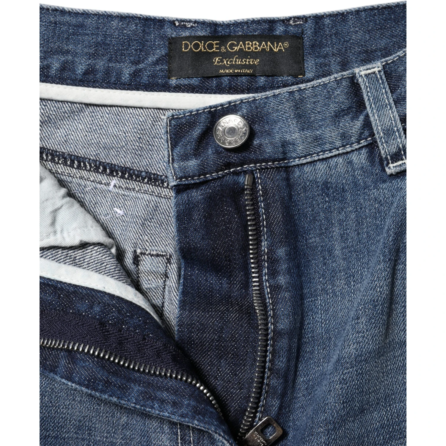 Blue Cotton High Waist Wide Leg Denim Jeans