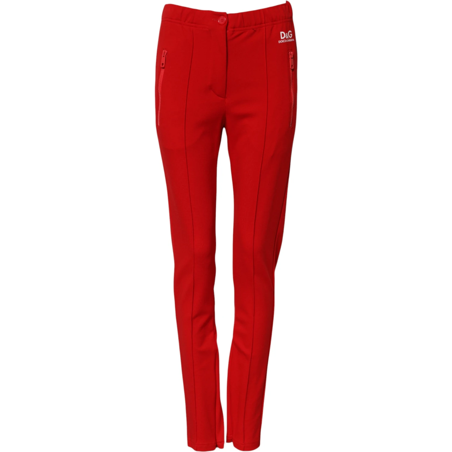 Red Mid Waist Slim Fit Pants