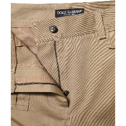 Beige Mid Waist Cargo Tapered Pants