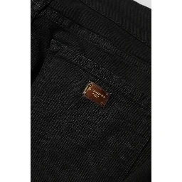 Black Cotton Skinny Mid Waist Denim Jeans