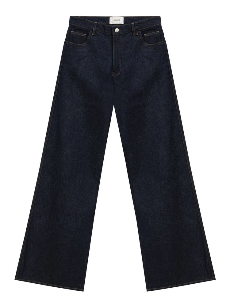 Blue Cotton High-Waisted Jean