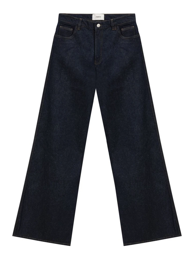 Blue Cotton High-Waisted Jean