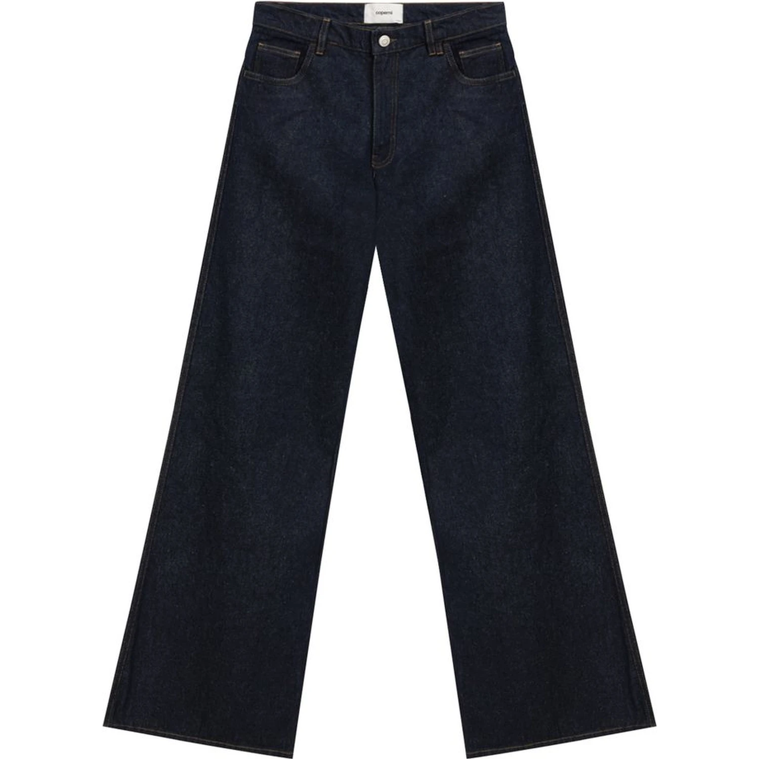 Blue Cotton High-Waisted Jean