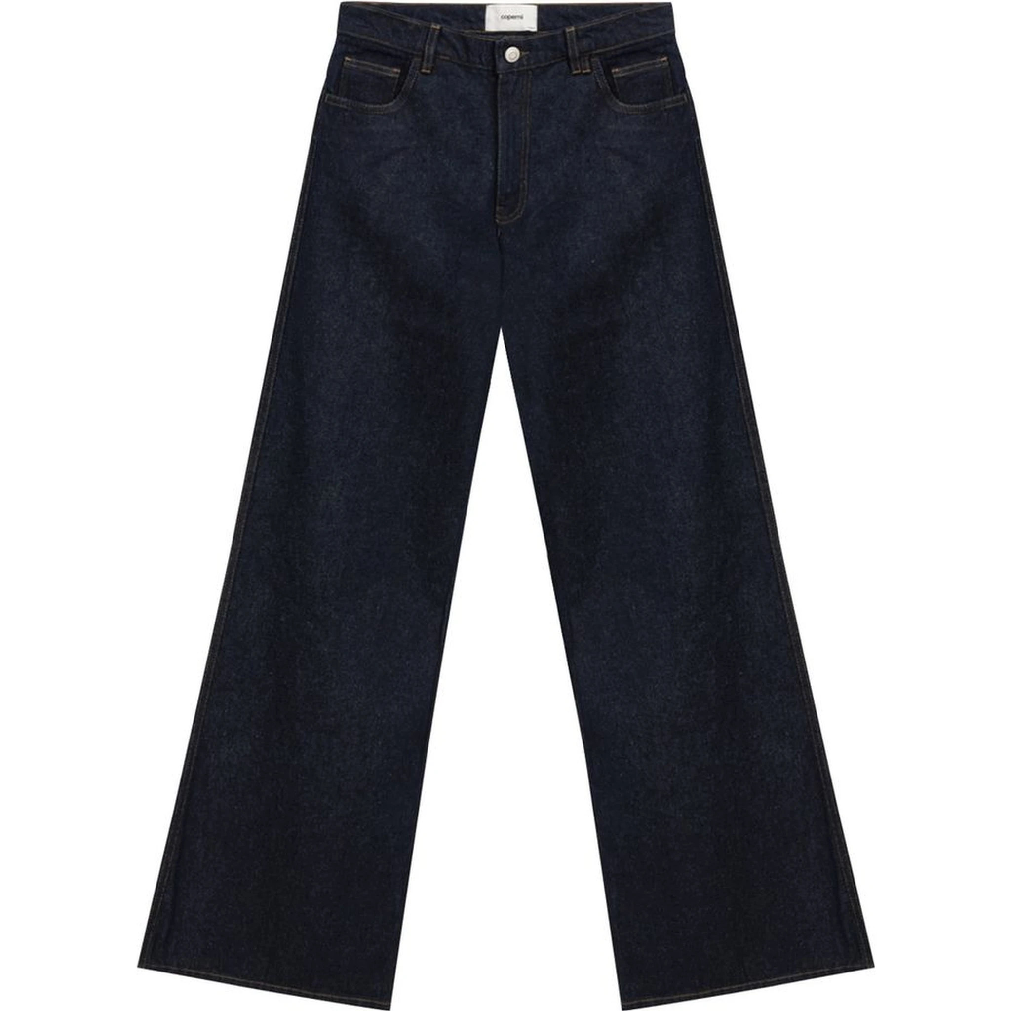 Blue Cotton High-Waisted Jean
