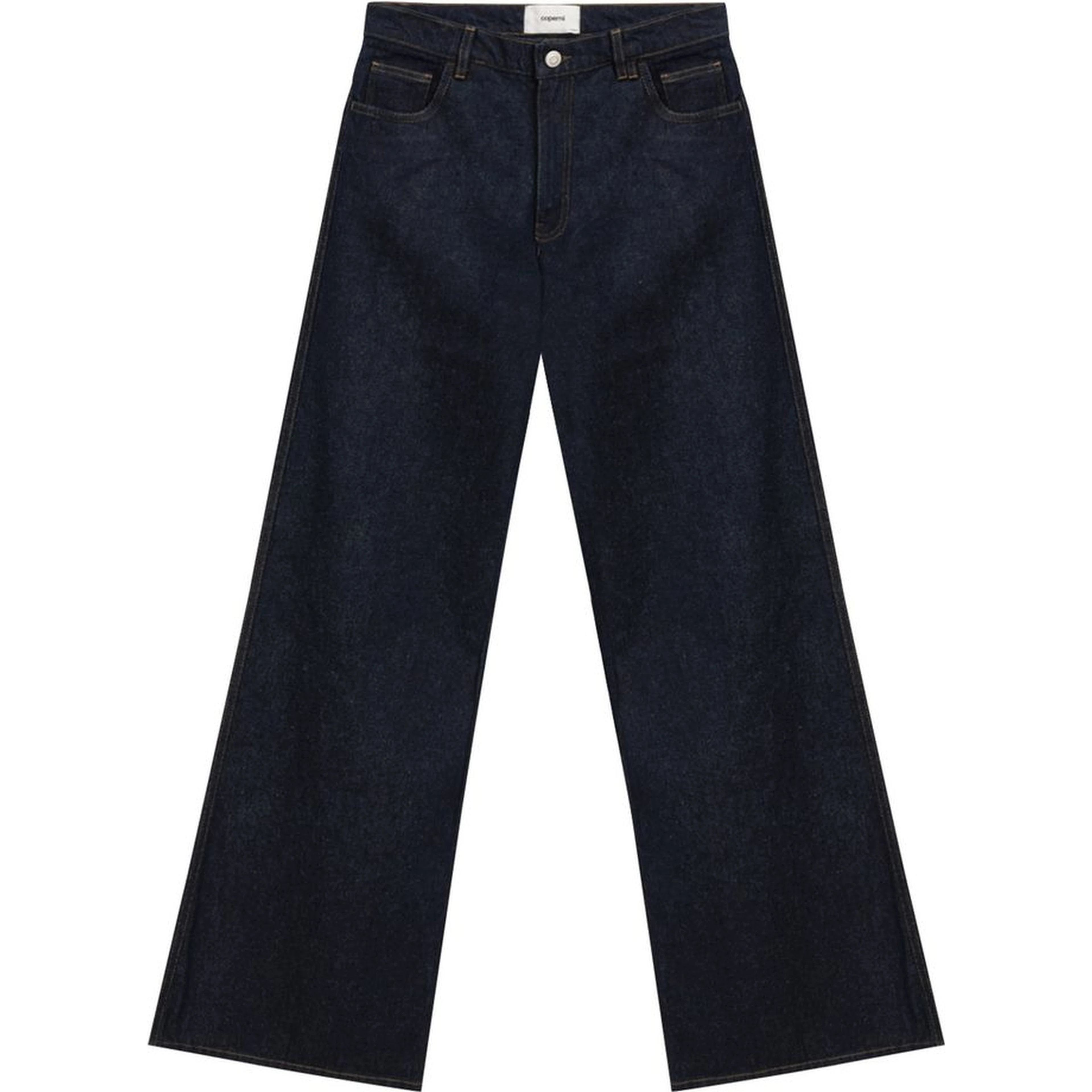 Blue Cotton High-Waisted Jean