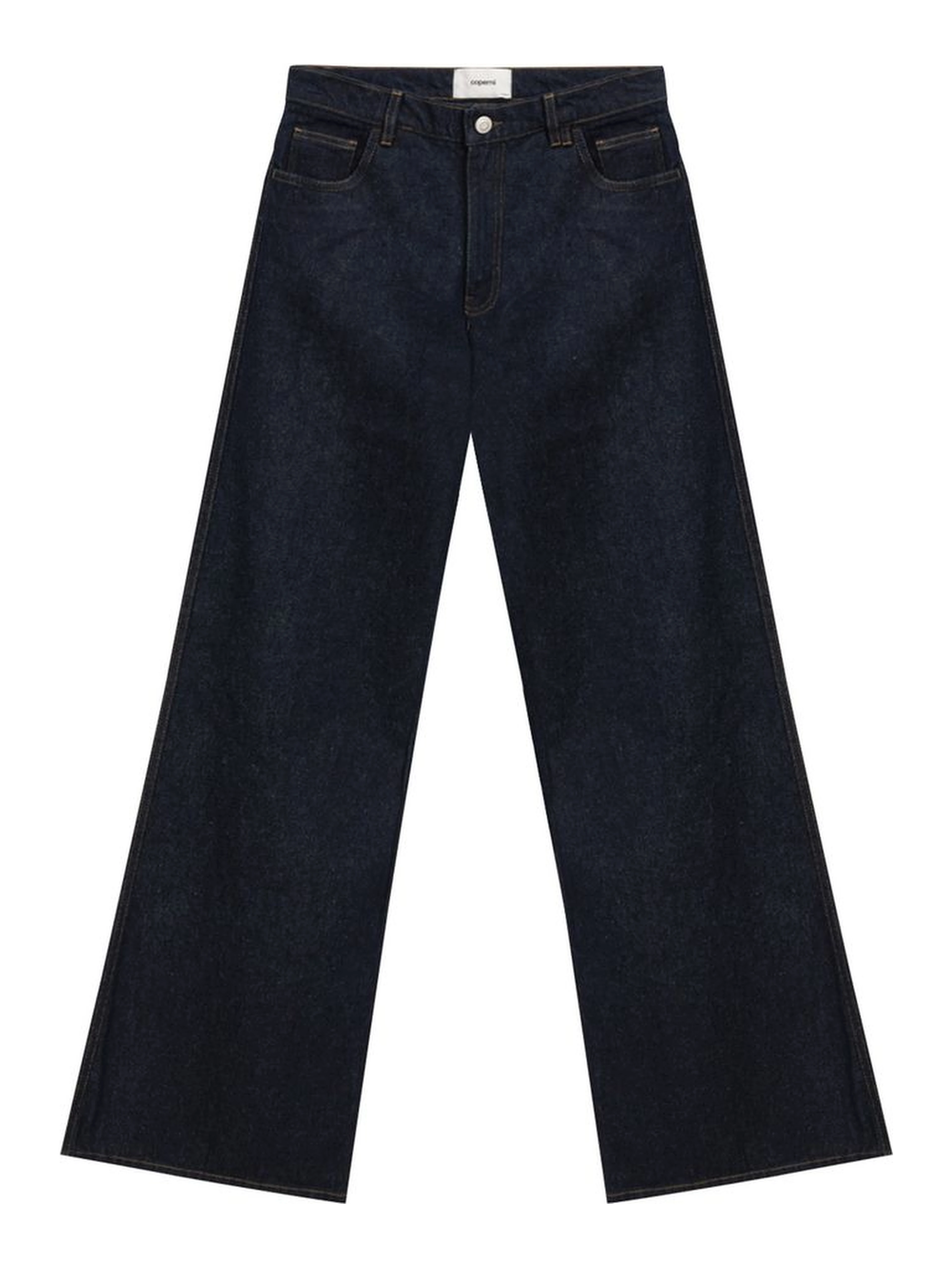 Blue Cotton High-Waisted Jean
