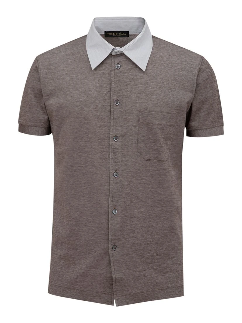 Bicolor Cotton Shortsleeve Shirt