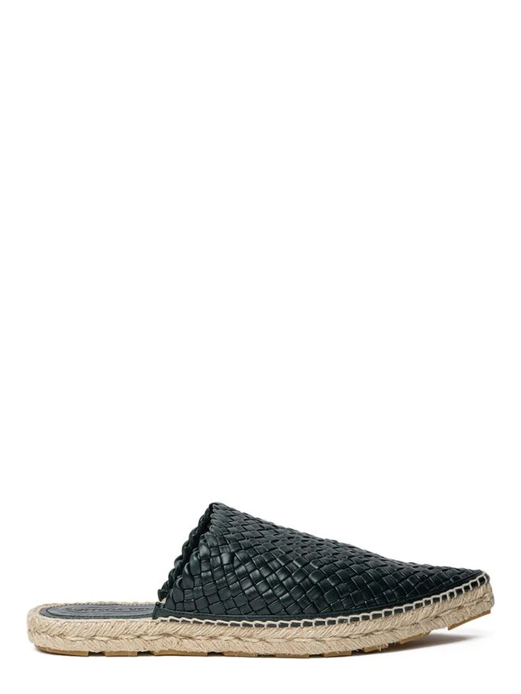 Green Leather Espadrilles
