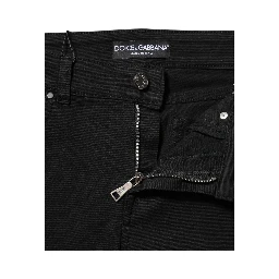 Black Cotton Logo Skinny Mid Waist Denim Jeans