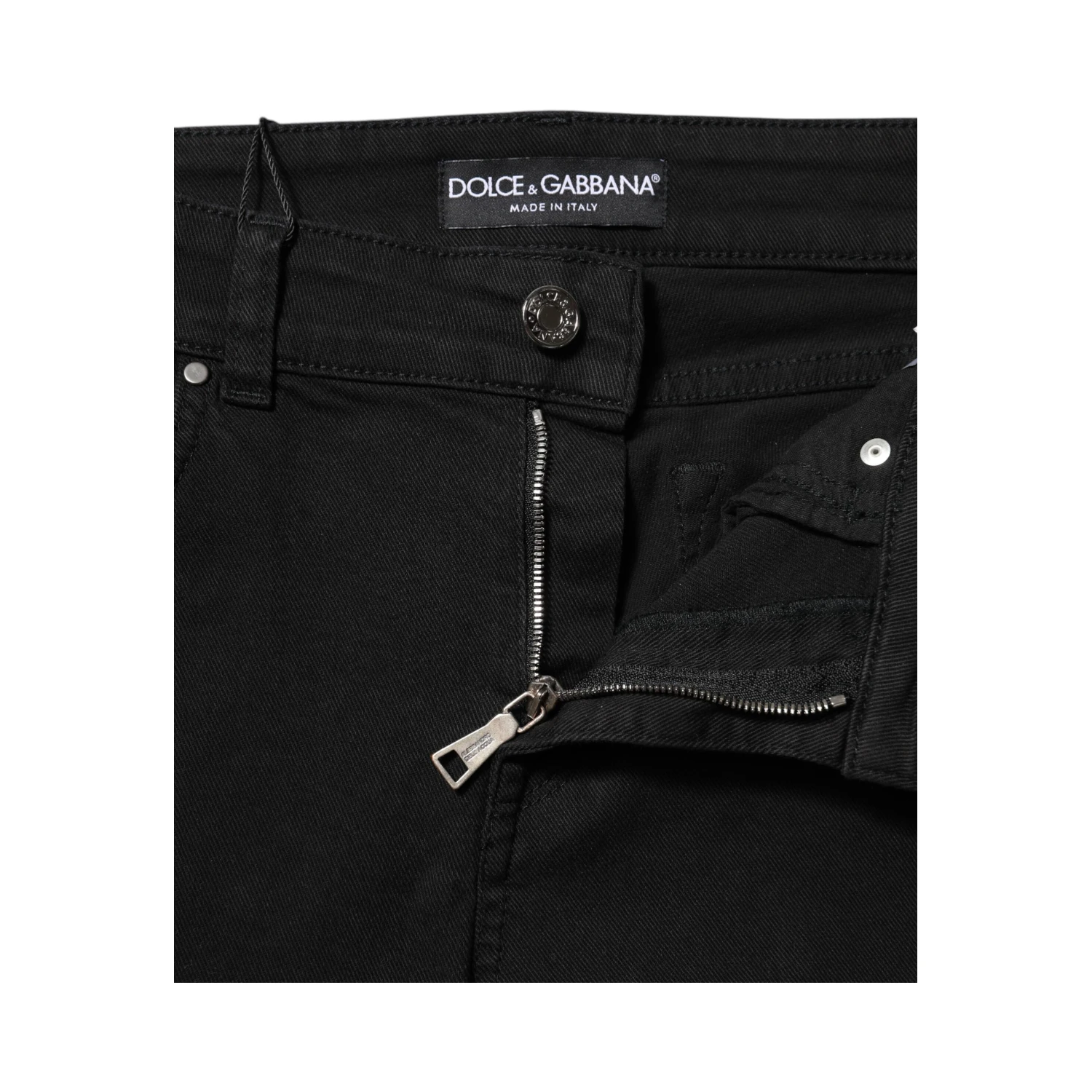 Black Cotton Logo Skinny Mid Waist Denim Jeans