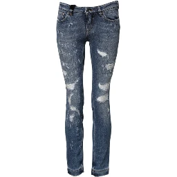 Blue PRETTY Tattered Skinny Denim Jeans