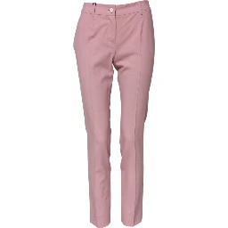 Pink Wool High Waist Tapered Pants